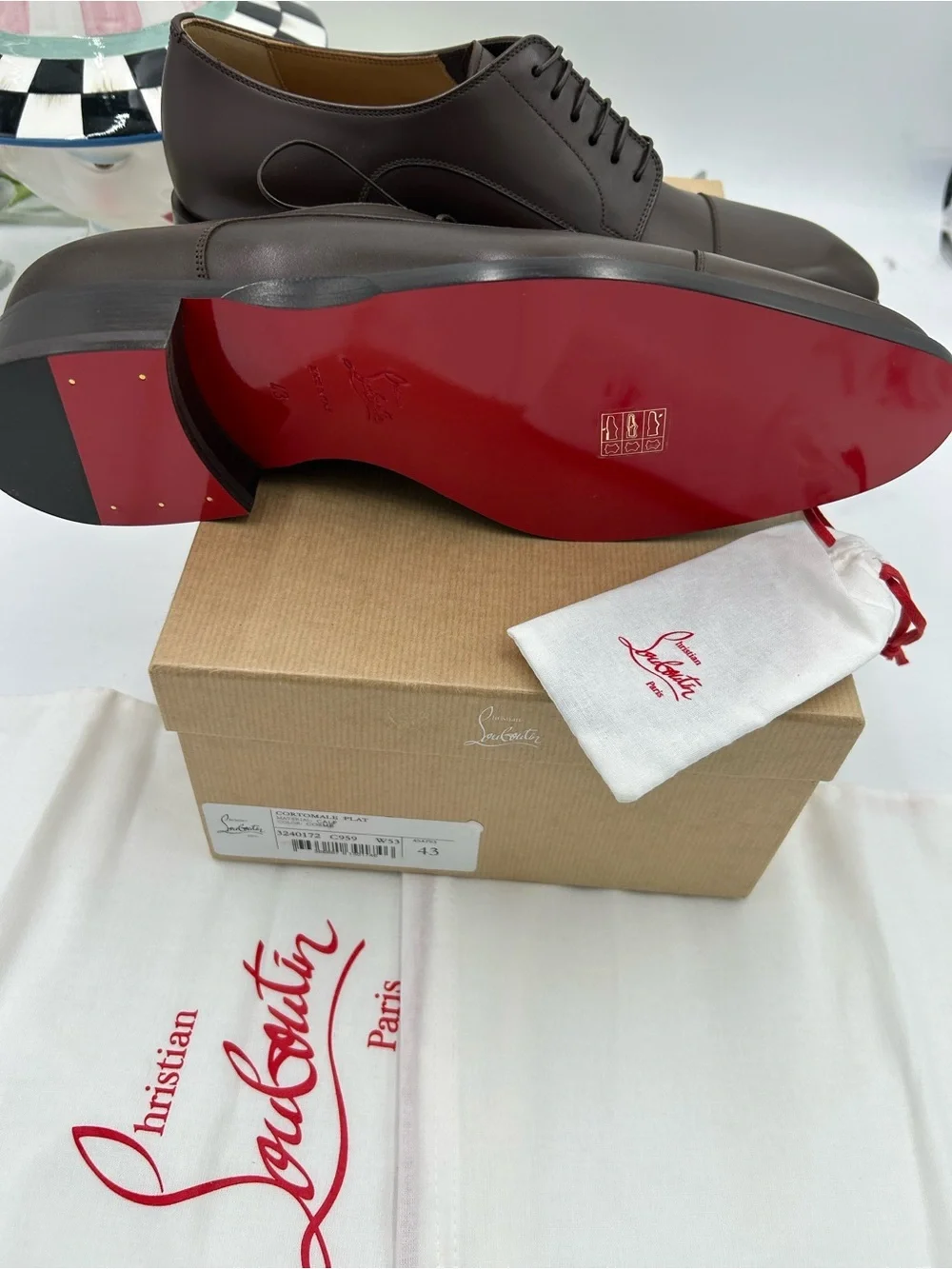 Men's Christian Louboutin CORTOMALE lace up Oxford size 43 made in Italy
